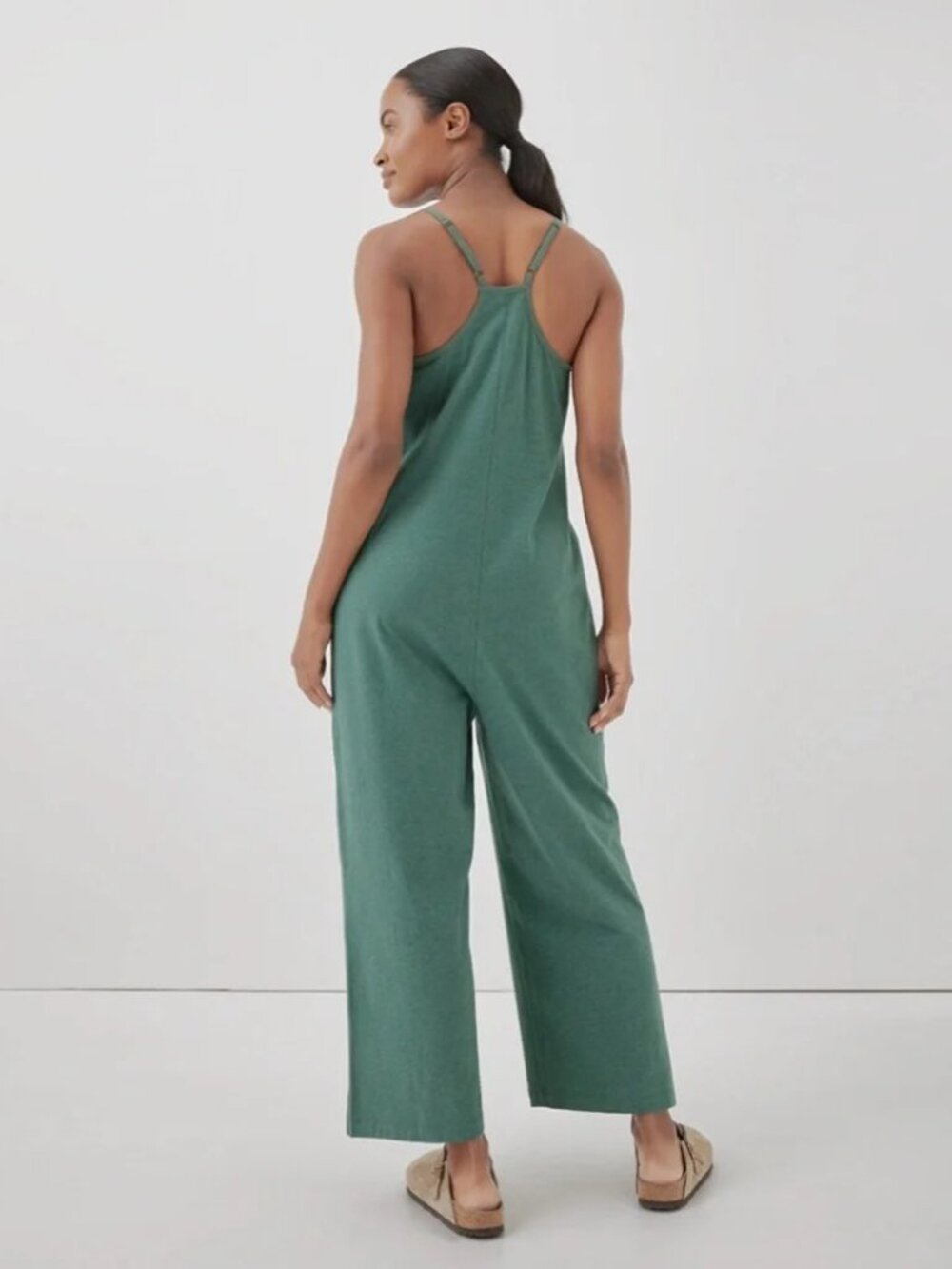 PACT organic cotton green lounge jumpsuit, size L - Picture 2 of 3
